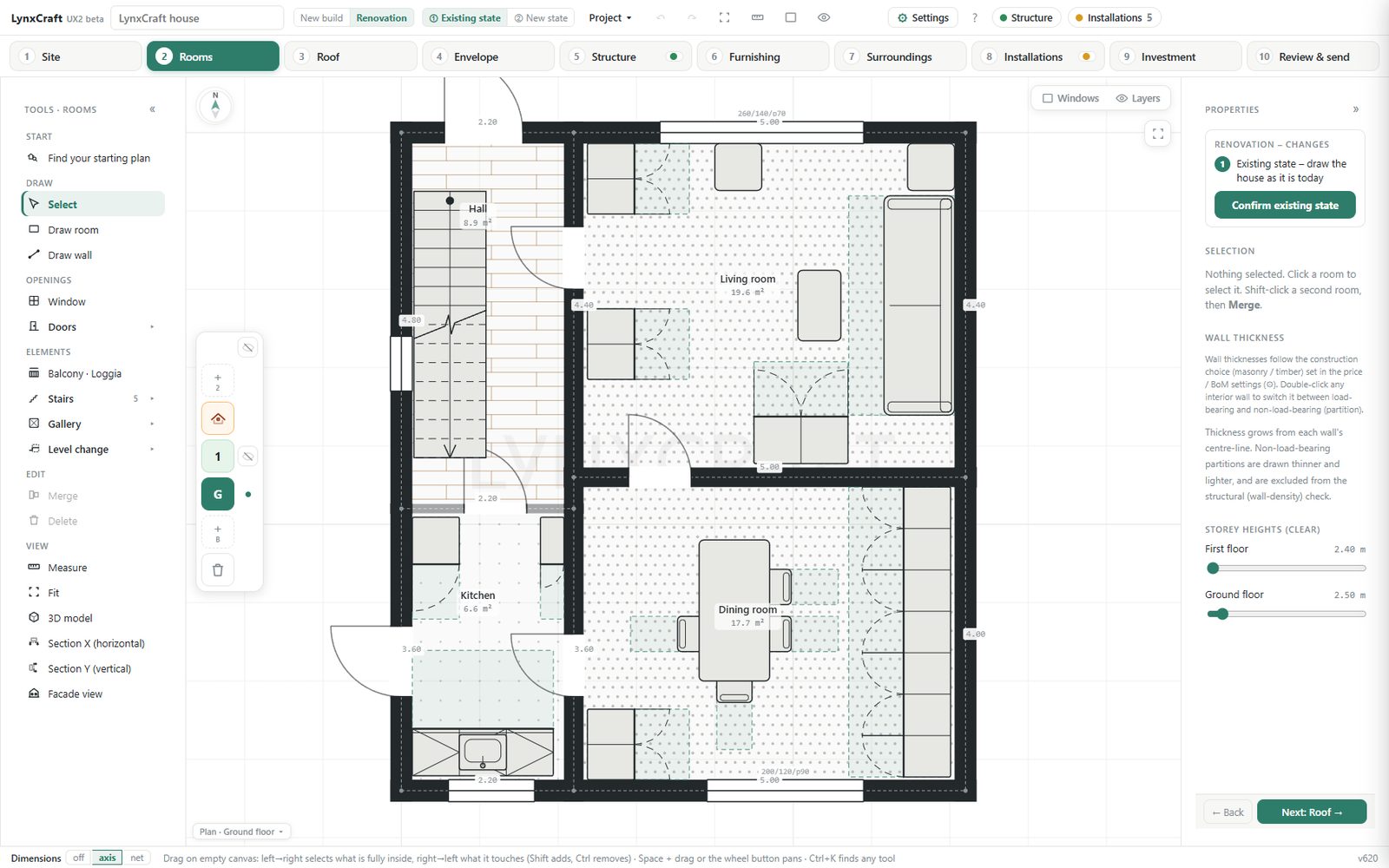 Drawing the existing home in Lynx