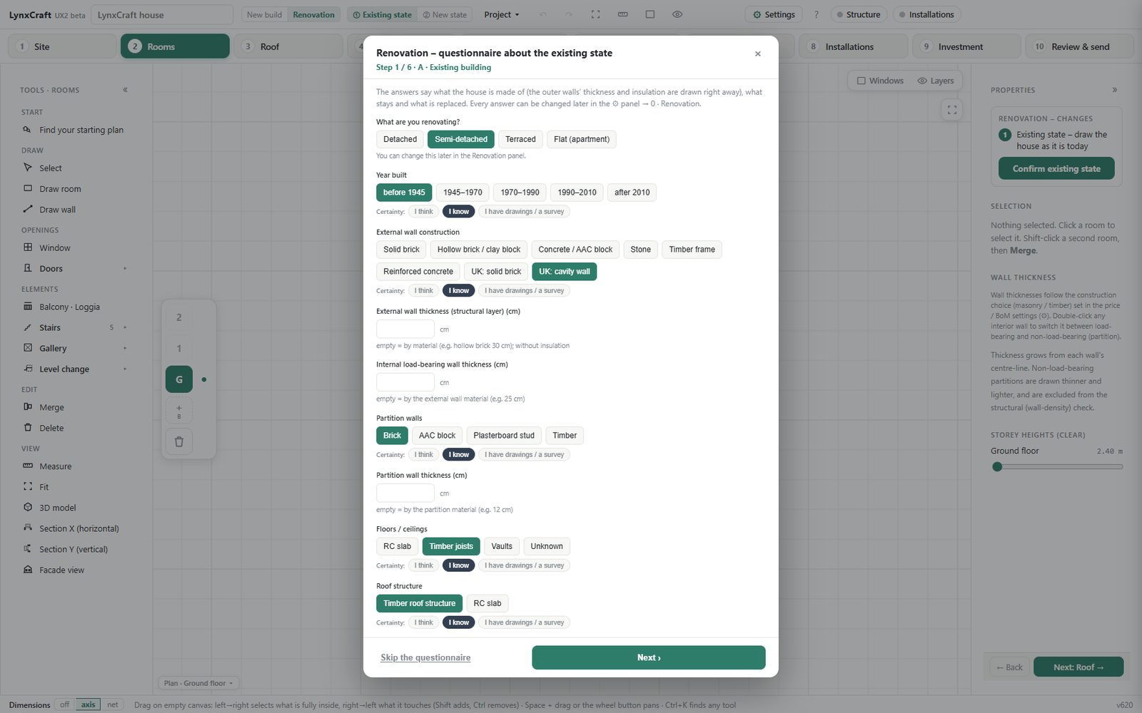 The building questionnaire