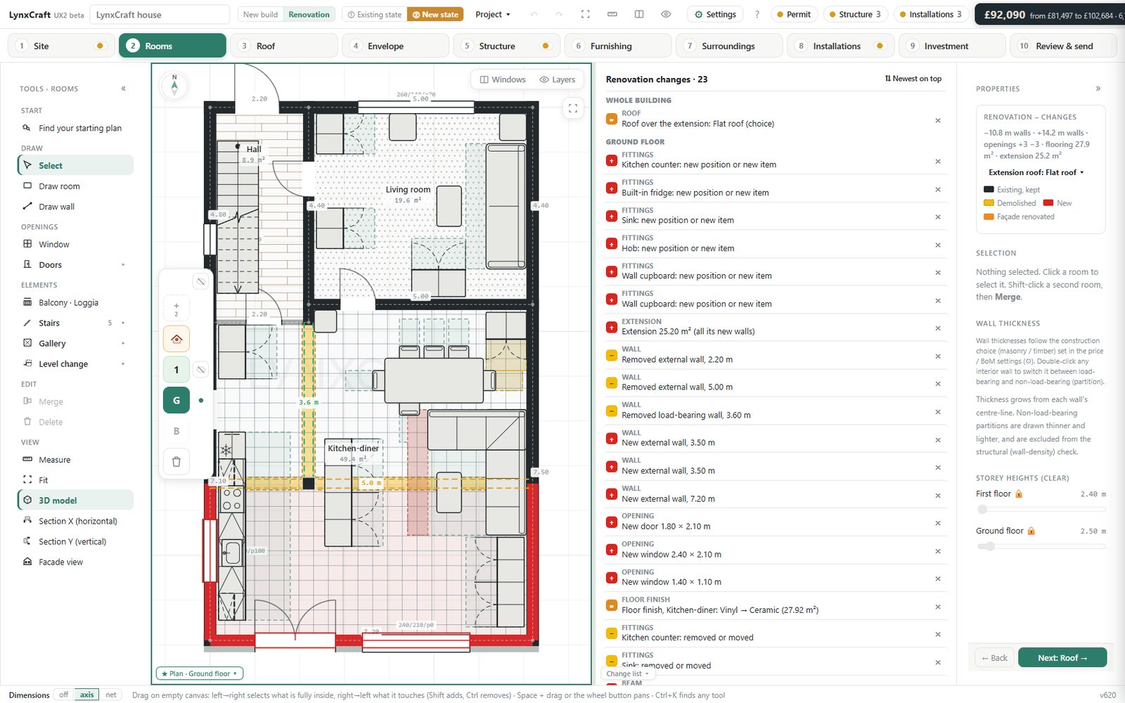 Planning the changes on the drawing